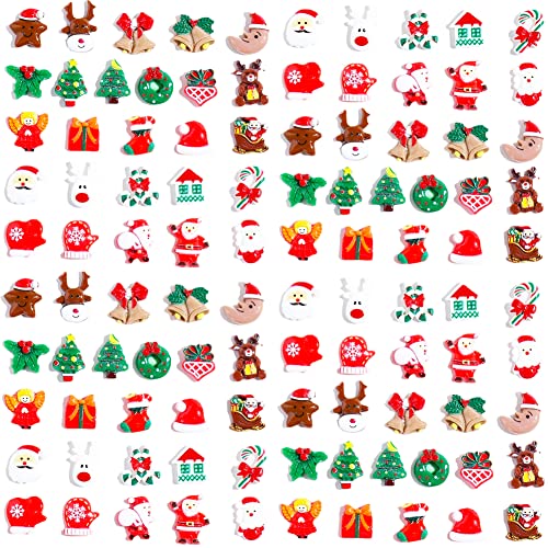 100pcs Christmas Slime Flatback Charms, Assorted Craft Resin Ornaments Miniature Ornaments Set O522653
