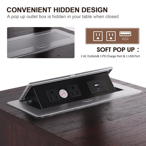 White Nightstand with Charging Station and Adjustable Shelf O9785