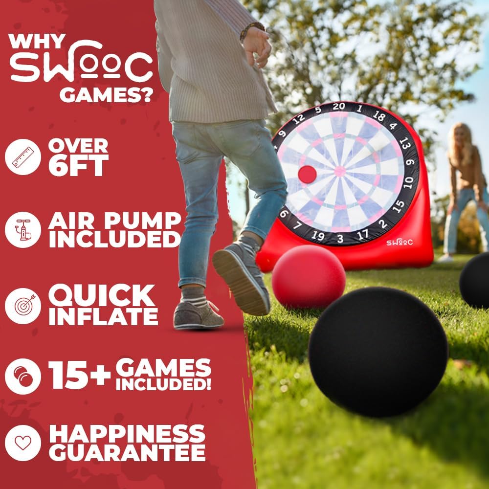 Giant Inflatable Outdoor Dartboard with Soccer Balls, Air Pump & Score Card D252