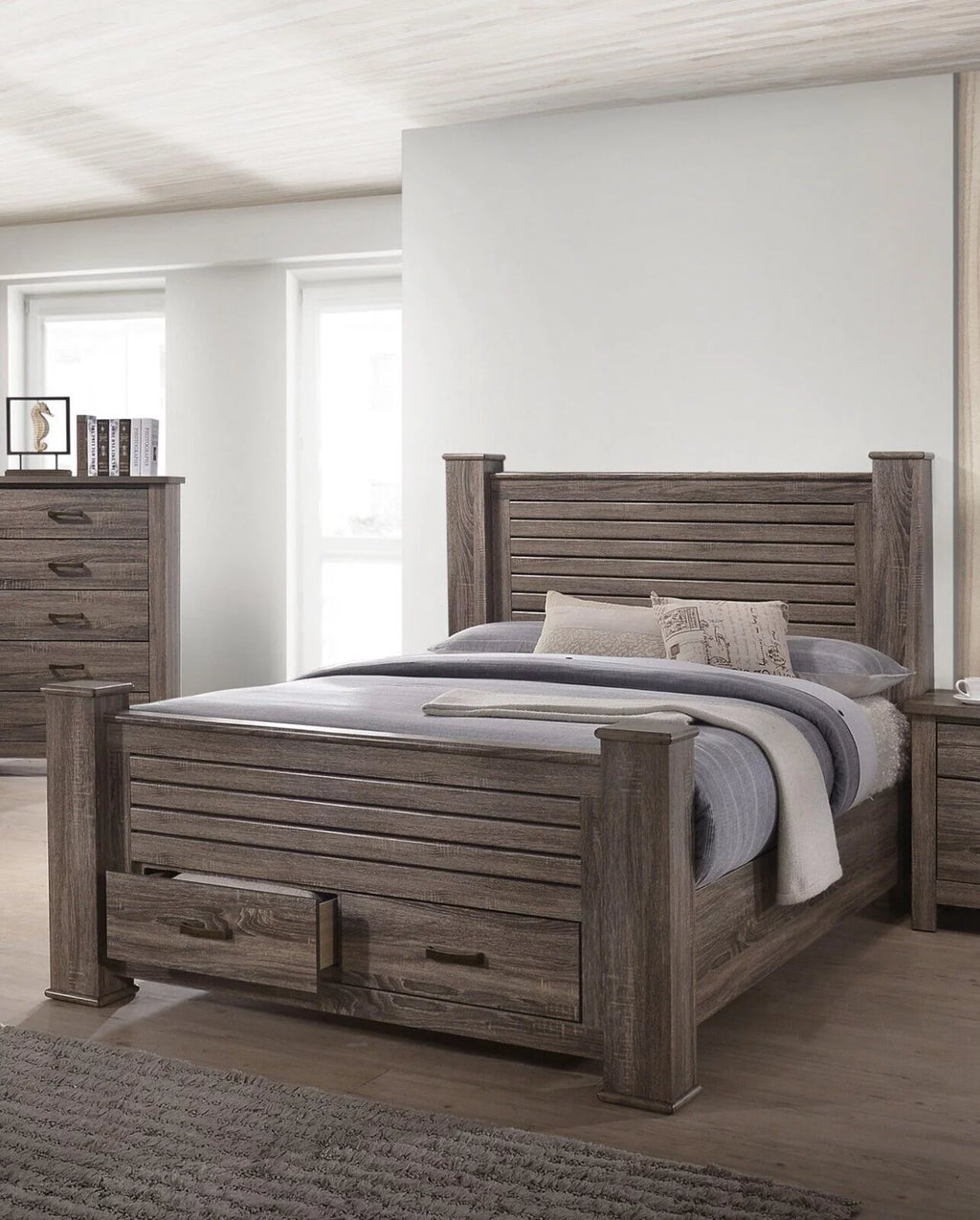 King Size Storage Drawers Wooden Bed U645850