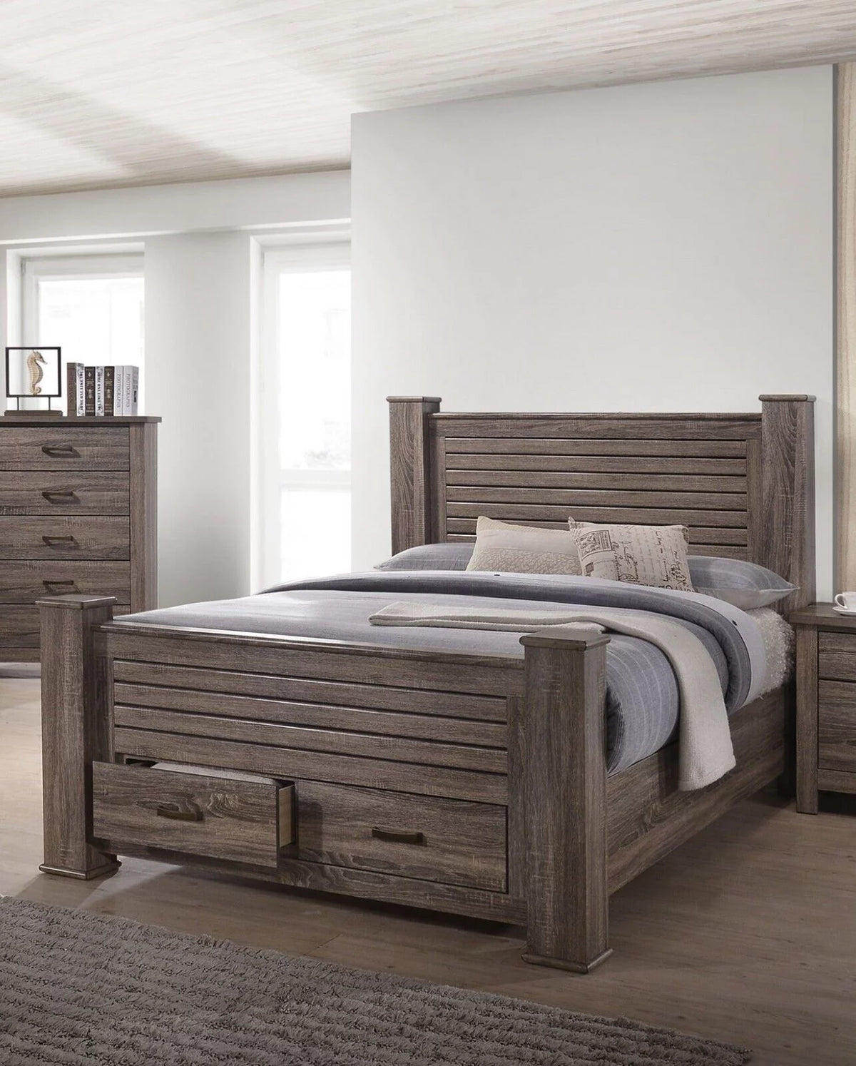 King Size Storage Drawers Wooden Bed U645850