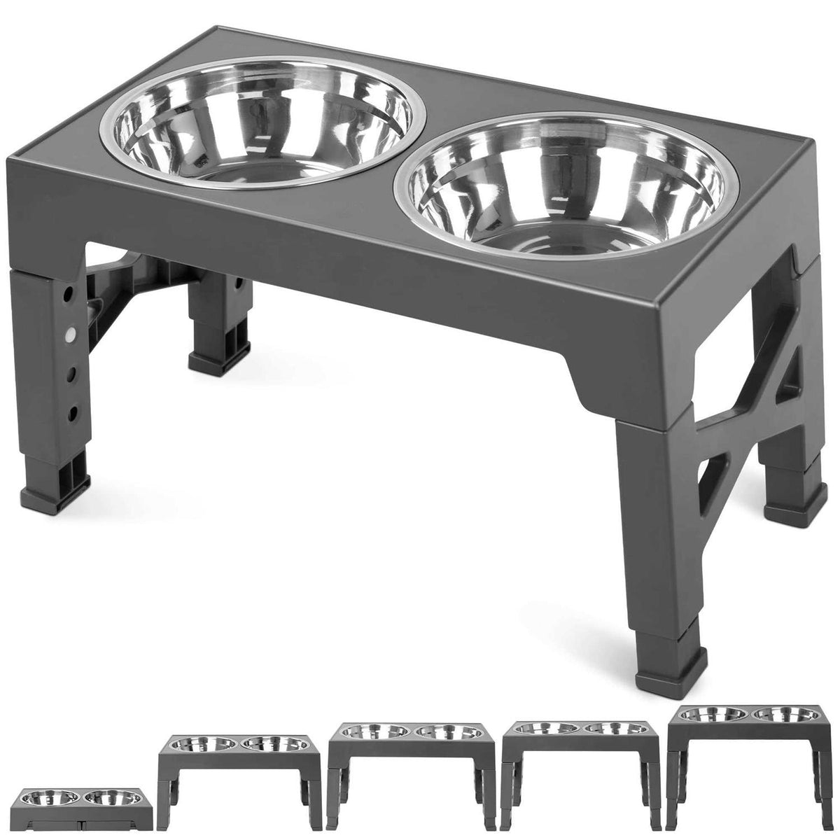 Elevated Dog Bowls with 2 Stainless Steel Bowls A911