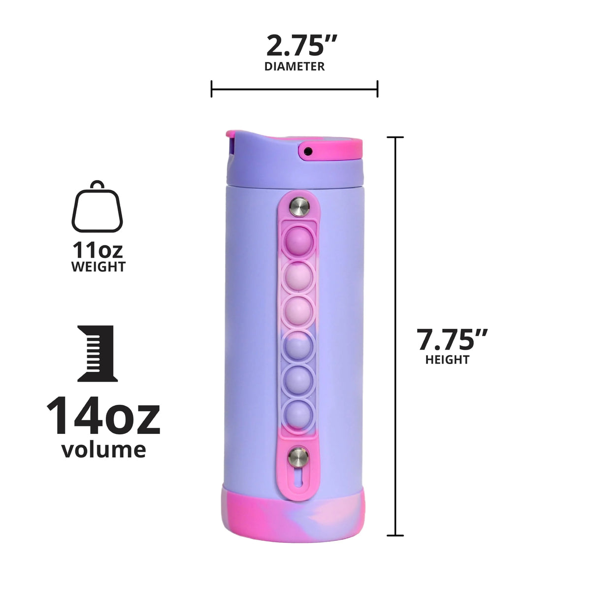 14oz Triple Insulated Stainless Steel Water Bottle with Straw Lid I65079