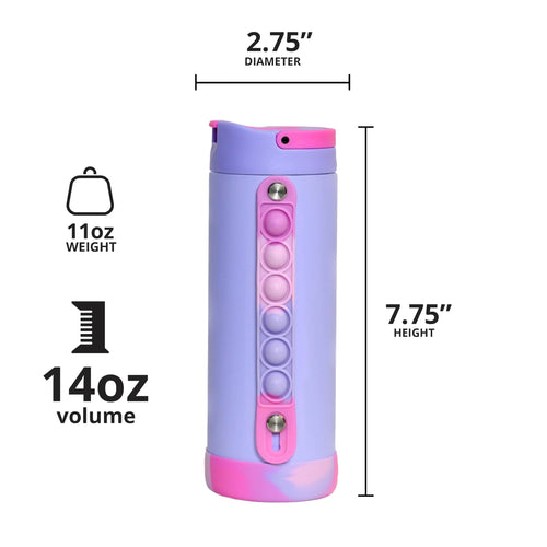 14oz Triple Insulated Stainless Steel Water Bottle with Straw Lid I65079