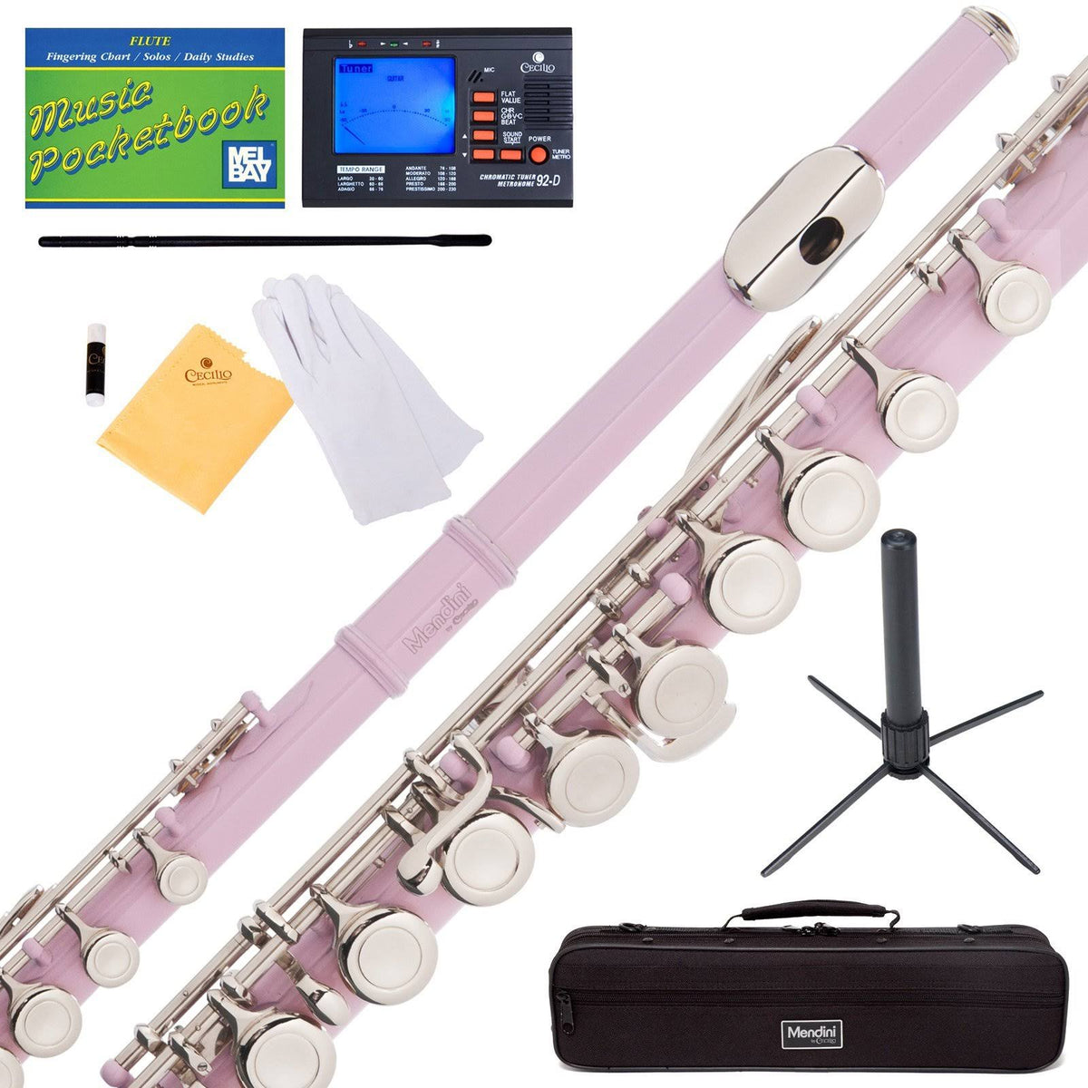 Pink Lacquer Closed Hole C Flute with Case and Stand H139492