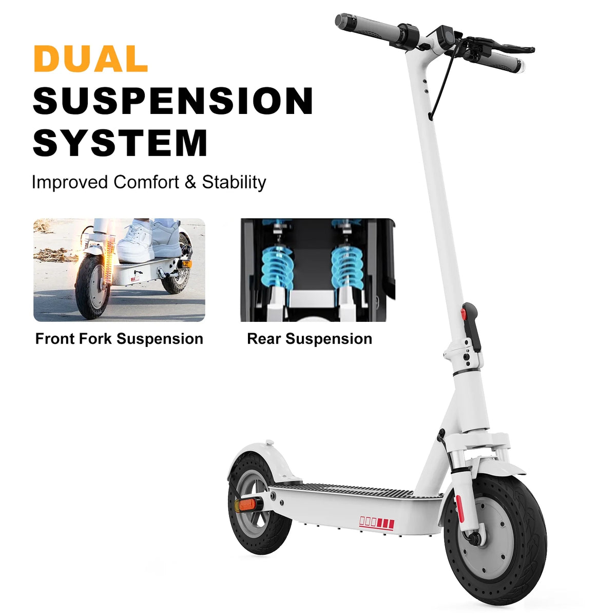 500W Motor 19MPH 22 Miles 10'' Solid Tires Folding Electric Scooter T28200
