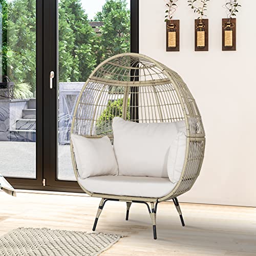 Oversized Wicker Egg Chair with 4 Cushions T12457