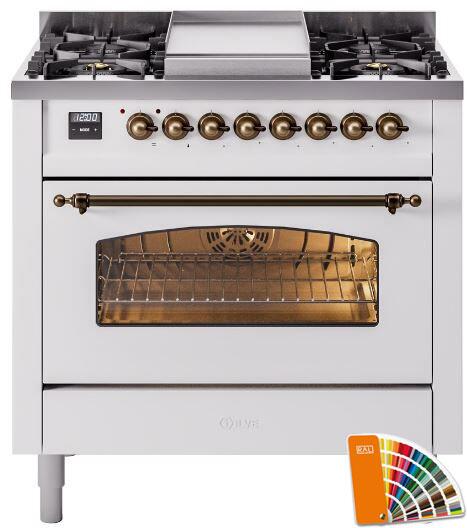 36 Dual Fuel Natural Gas Range with Bronze Trim O199064