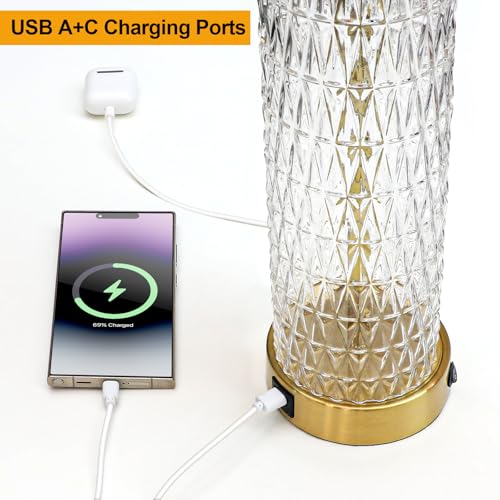 Modern Table Lamps Set of 2 Gold with Crystal Nightlight L38903