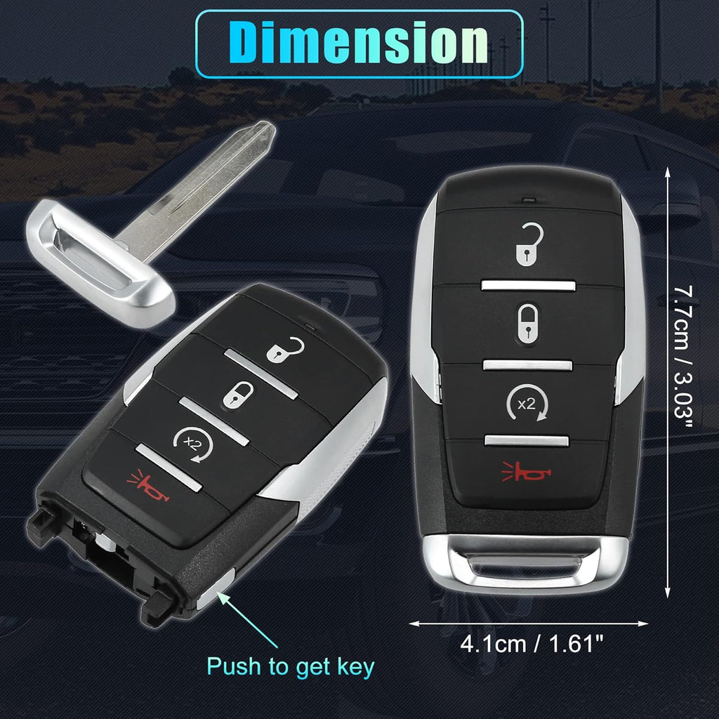 Replacement Keyless Entry Remote Car Key Fob 4 Buttons with Door Key X848