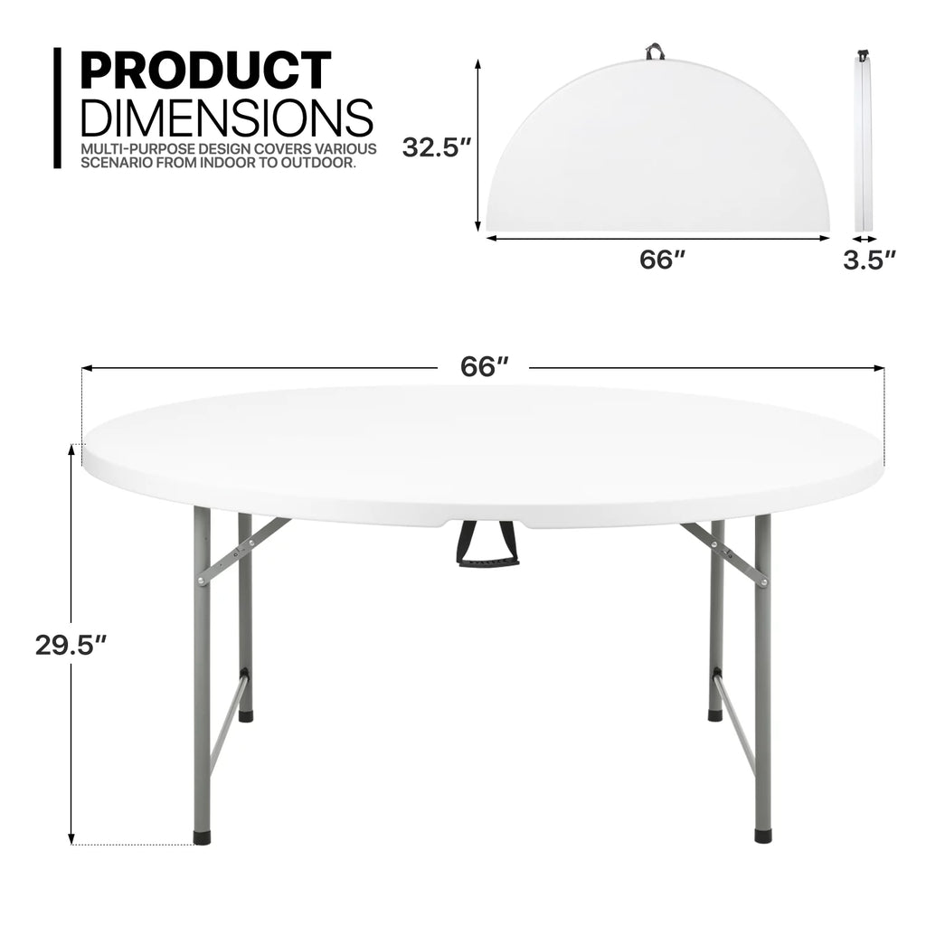 5.5 FT Folding Table and Chair Set of 13 White P538