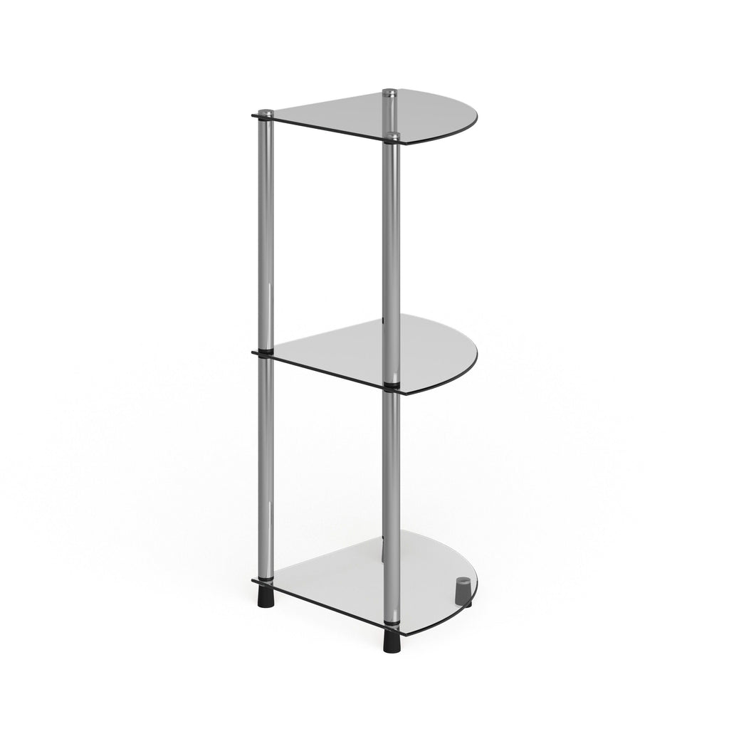3-Tier Corner Shelf, Black Glass V275
