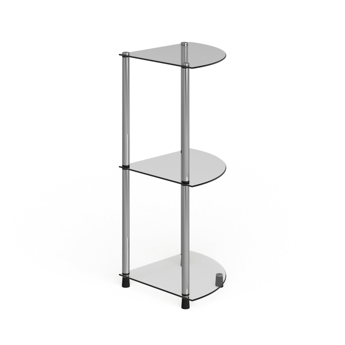 3-Tier Corner Shelf, Black Glass V275
