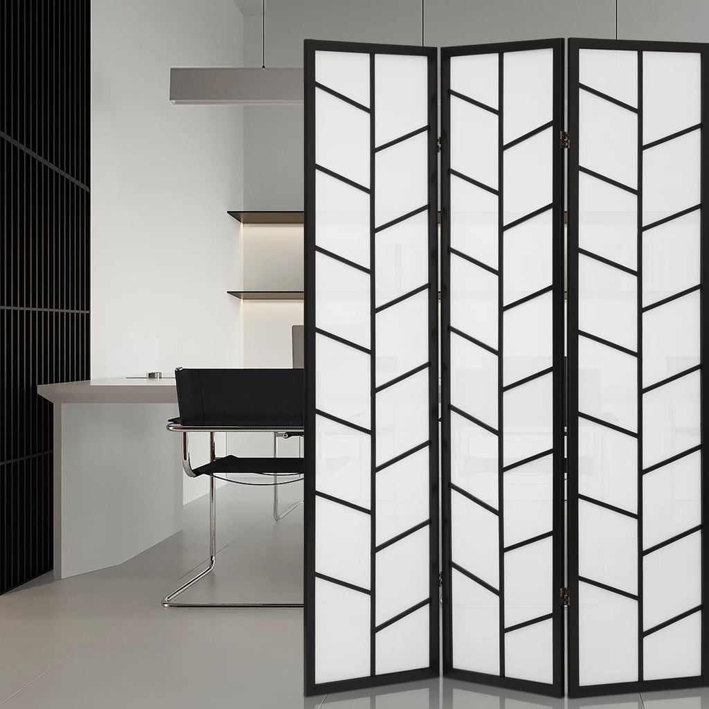 Black 3 Panel Wood Folding Room Divider B28898