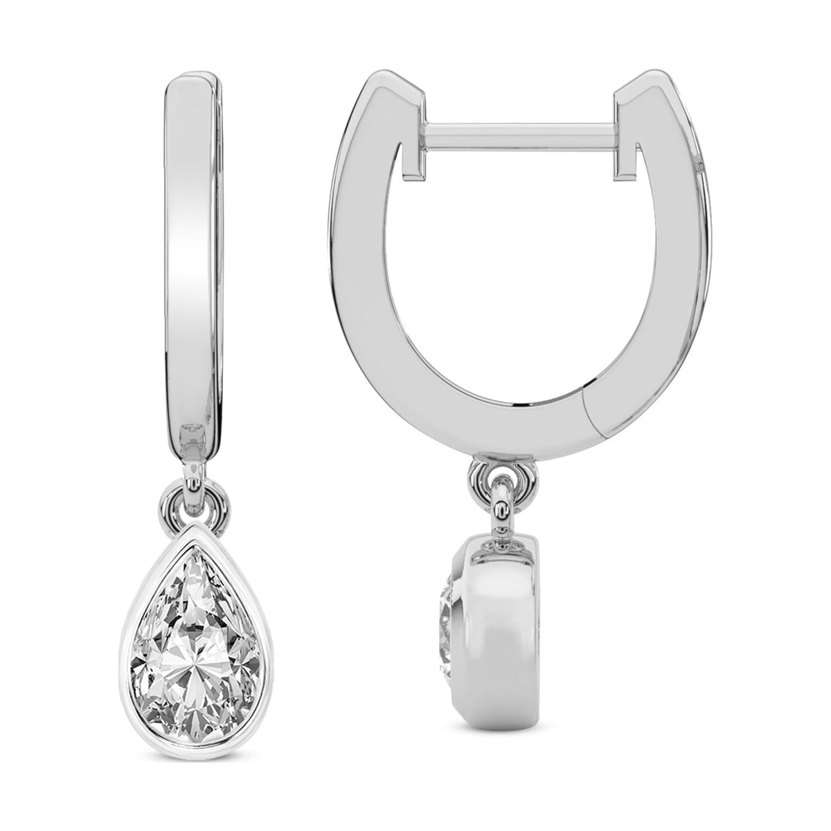 1 Carat Pear Shape Lab Grown Diamond Dangle Earring in 14K White Gold N164250