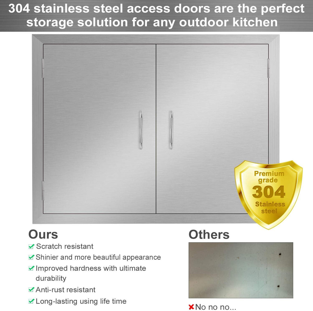 Outdoor Kitchen Stainless Steel Double Wall BBQ Access Door Y73864