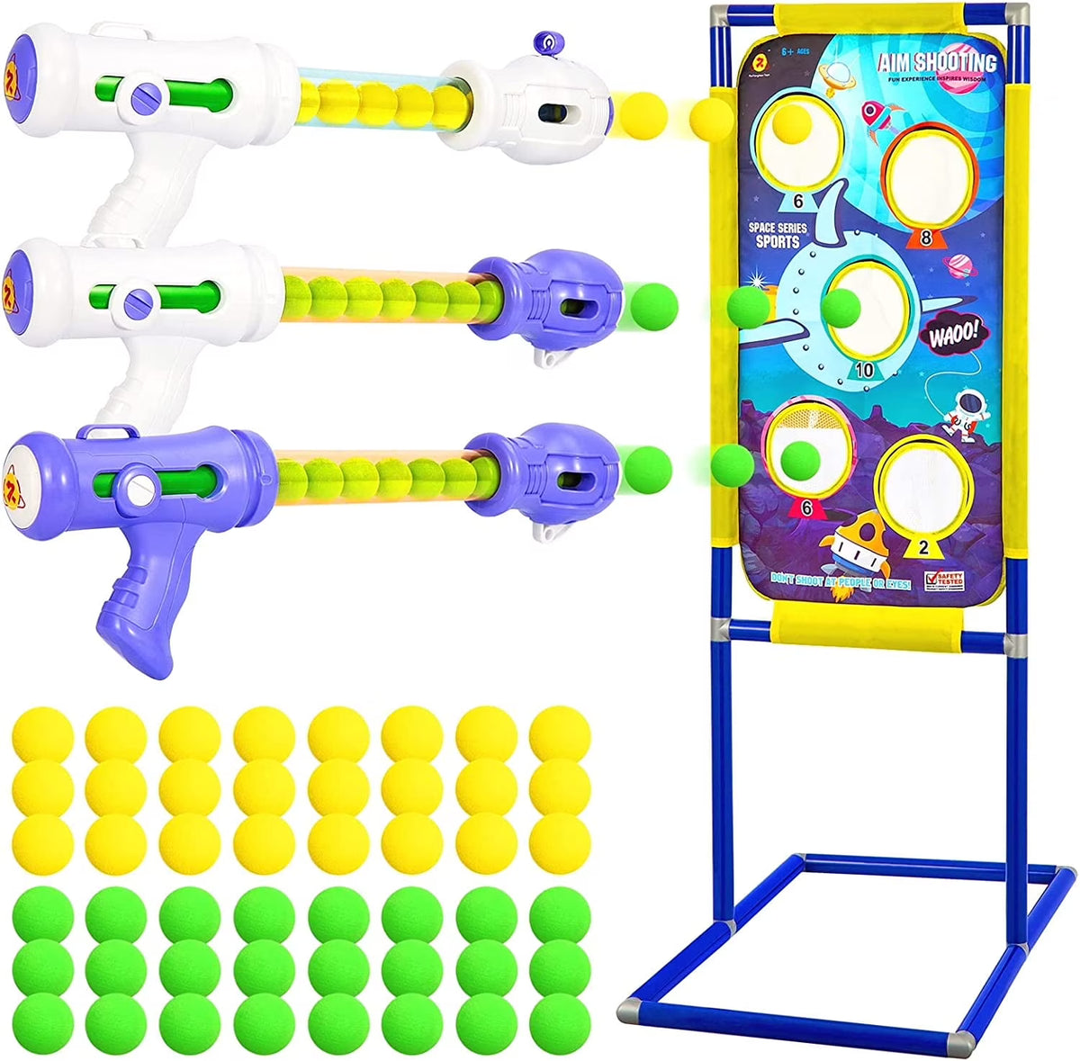 3 Packs Foam Ball Air Toy Guns with Shooting Target, 48 Foam Balls G3857