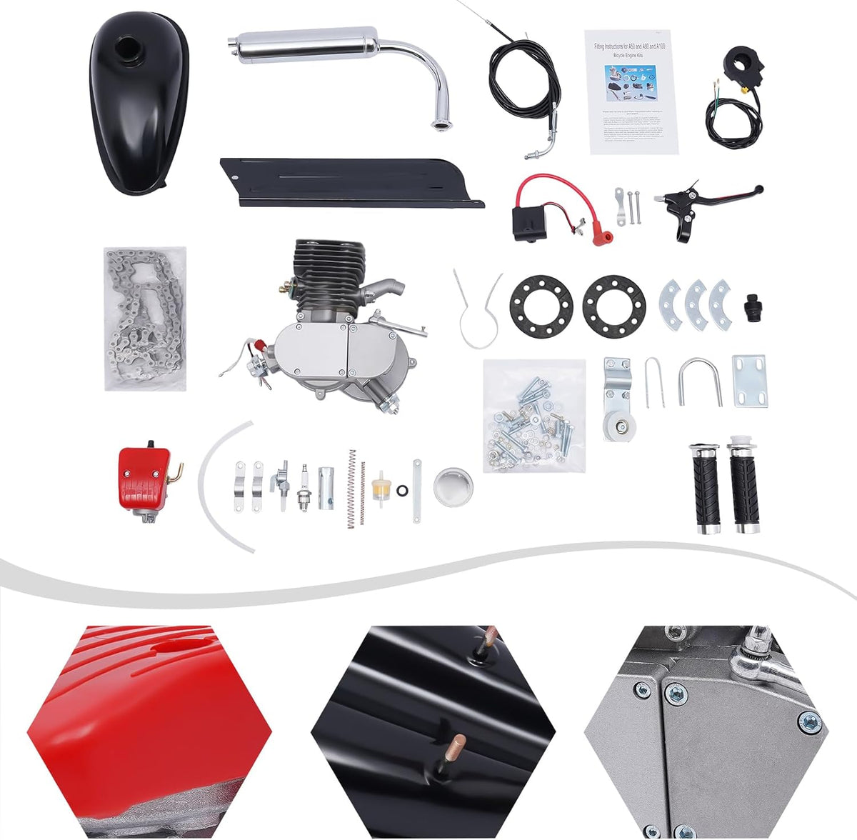 100CC 2-Stroke Gas Bicycle Engine Kit for 26" 28" Bicycle M311
