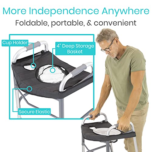 Walker Tray for Folding Standard Walkers with Basket O5639