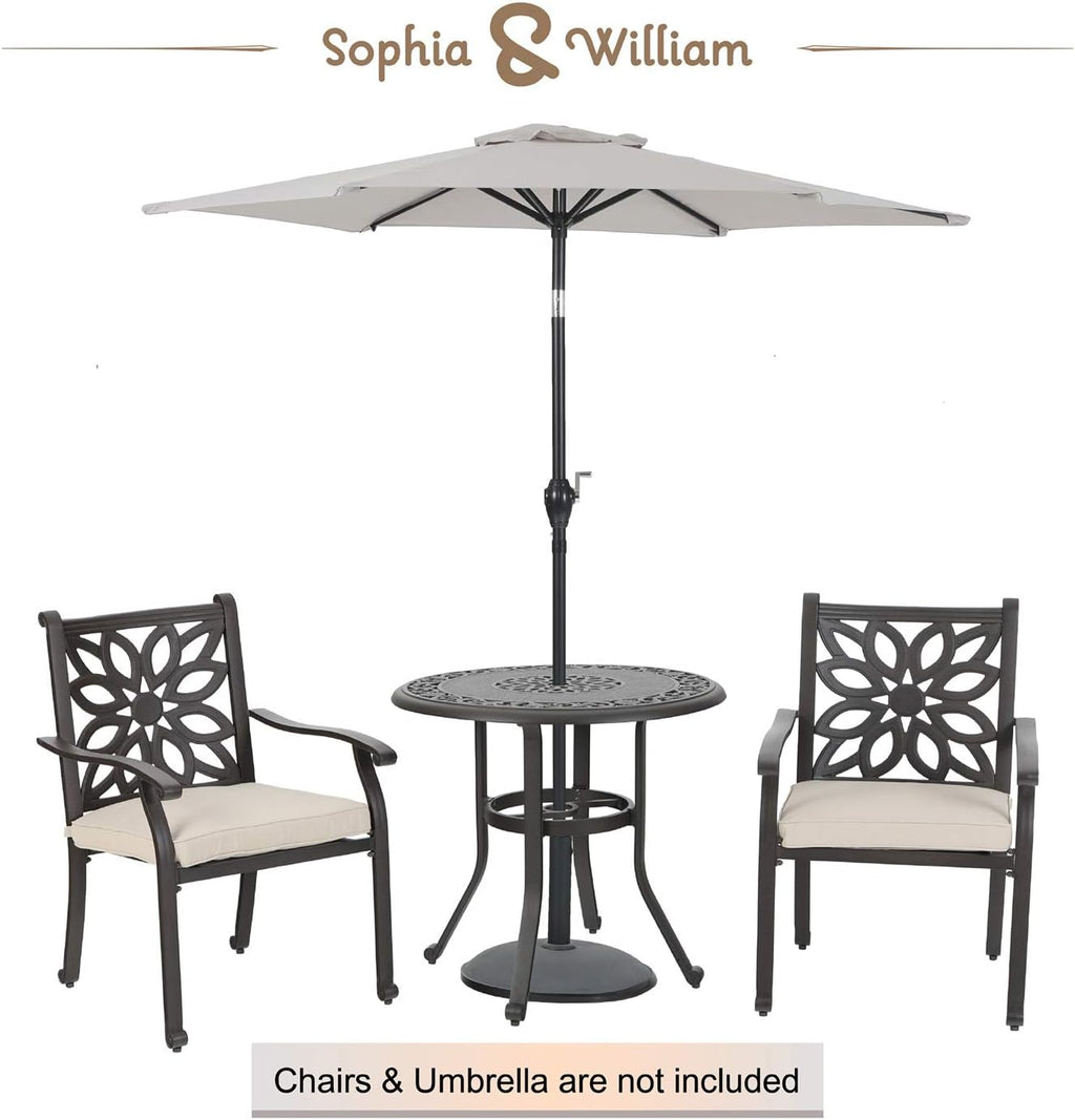 3 Pieces Cast Aluminum Bistro Bar Set with 2 Chairs and 1 Round Table, Antique Bronze G9046