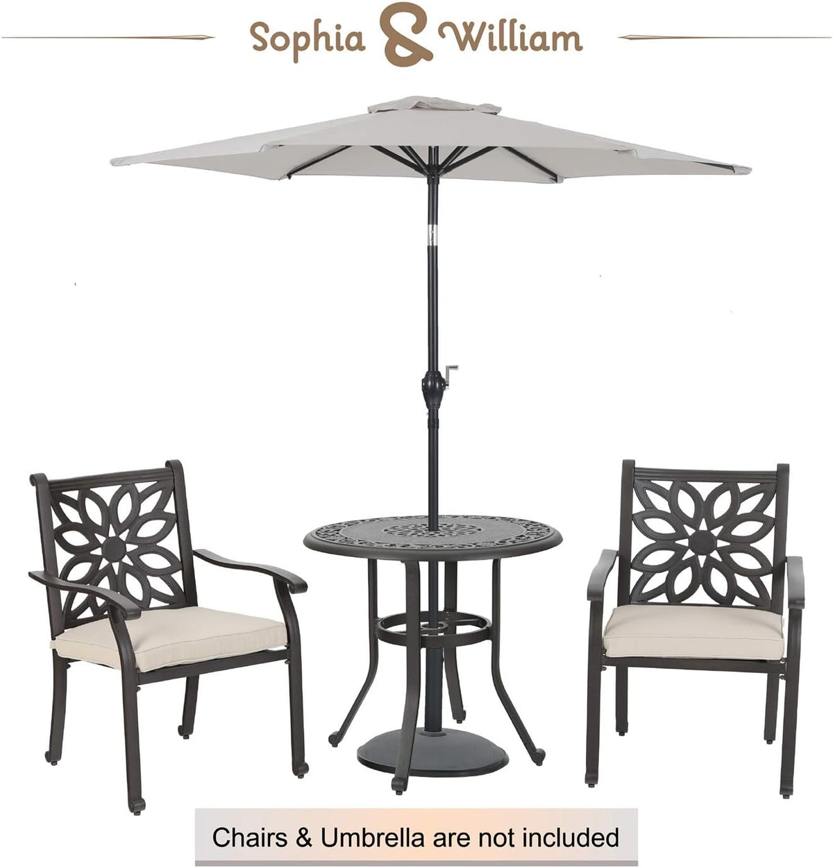 3 Pieces Cast Aluminum Bistro Bar Set with 2 Chairs and 1 Round Table, Antique Bronze G9046