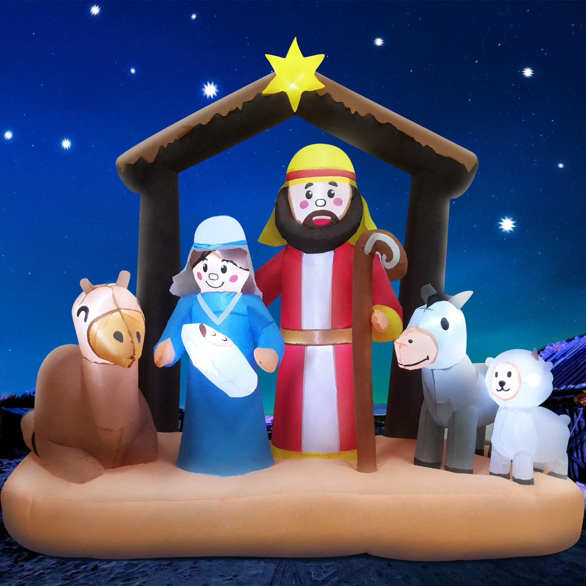 6ft Christmas Inflatables Nativity Scene with Build-in LEDs G867