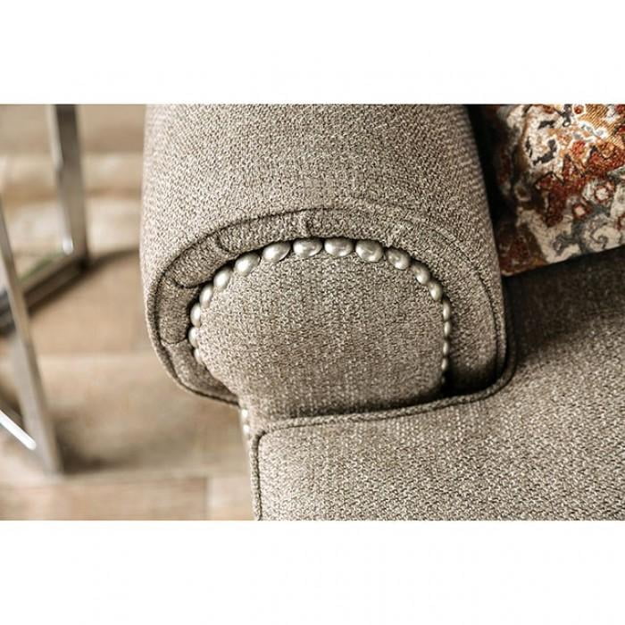 Light Gray Linen-like Fabric Sofa and Ottoman D21773