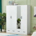 White 2 Door Wooden Wardrobe Closet with Storage Drawers O5913