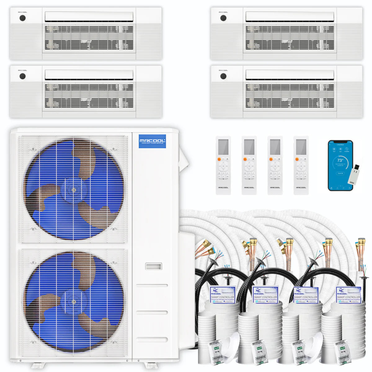 54,000 BTU 4 Zone Ceiling Cassette Ductless Air Conditioner and Heat Pump S32319