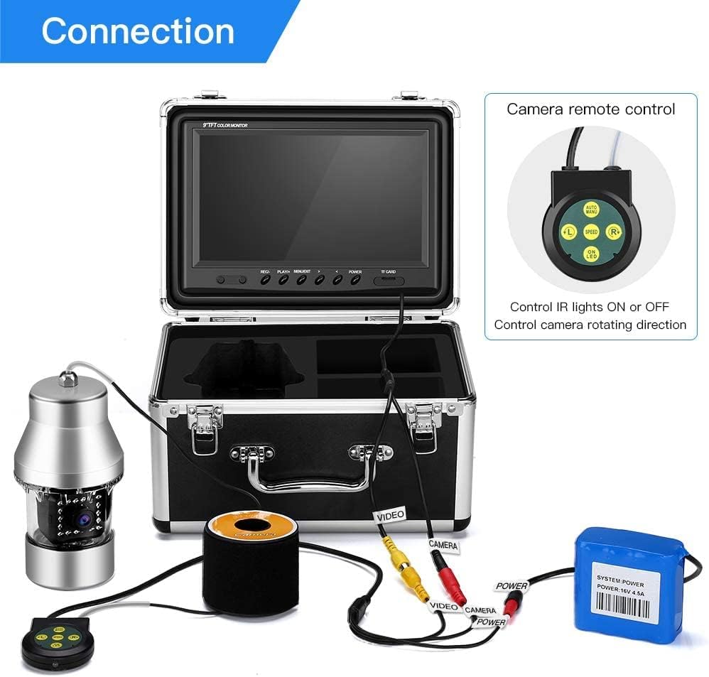 Underwater Fishing Camera 9 inch 360° Camera 1000TVL 18 IR Lights 30M Cable F560