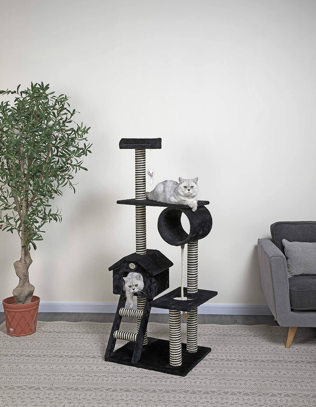 Black 60 in. Cat Tree W5113
