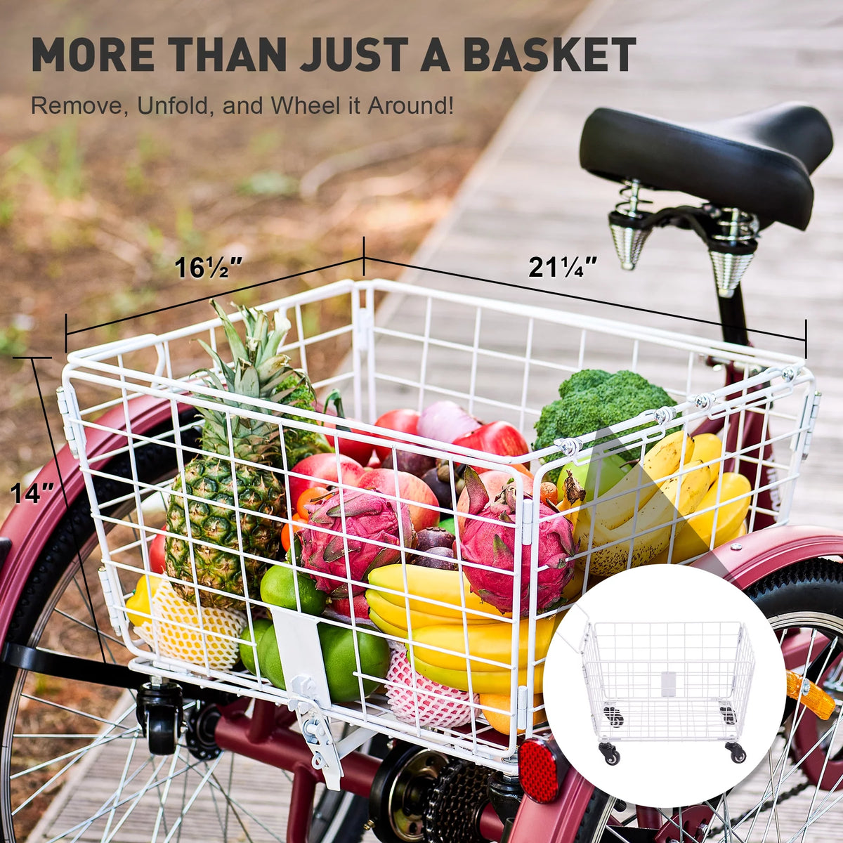24 Inch 7 Speed Adult Trike with Adjustable Seat and 2 Baskets Matte Gray F662471