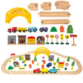 60Pcs Double-Side Wooden Train Set Q4930