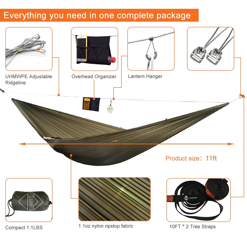 Olive Green Camping Hammock with Tree Straps H131