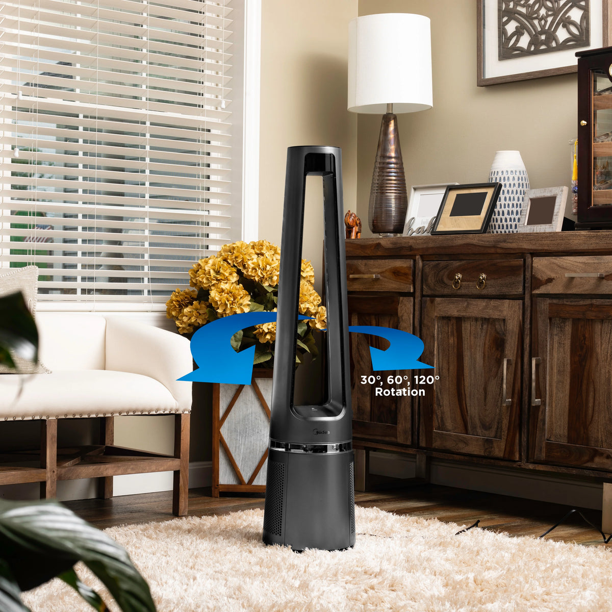 42" 12-Speed Bladeless DC Fan & HEPA Air Purifier with Remote Control, Silver F779342