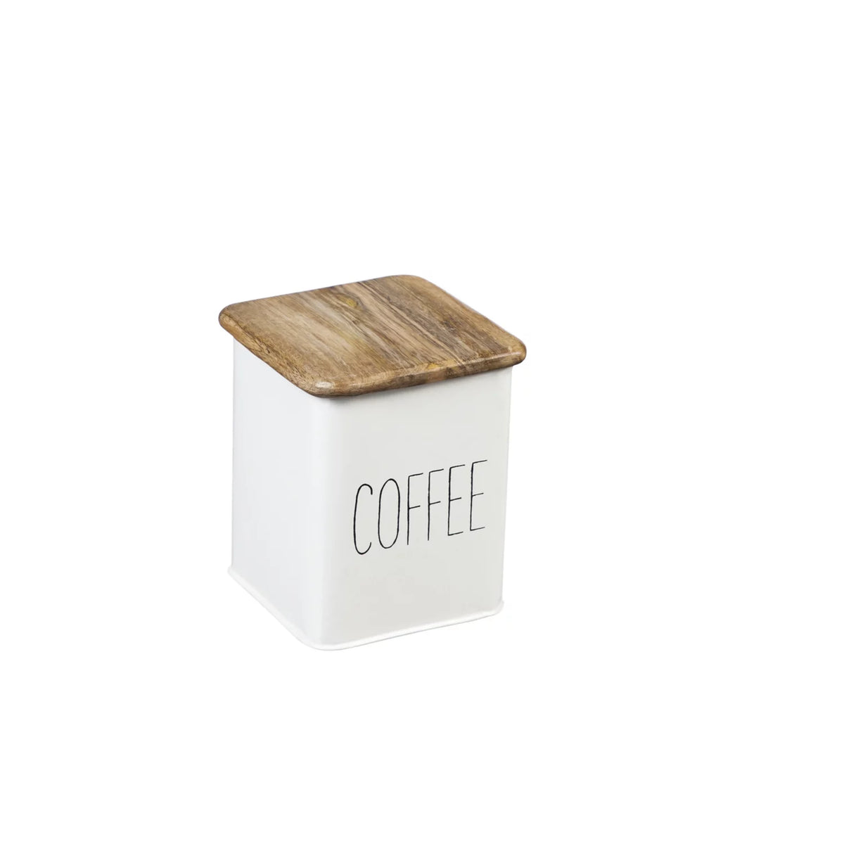 White 5 Piece Kitchen Canisters with Wooden Top Set C2721
