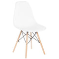 White Plastic Dining Chair with Solid Beech Wood Legs N7387