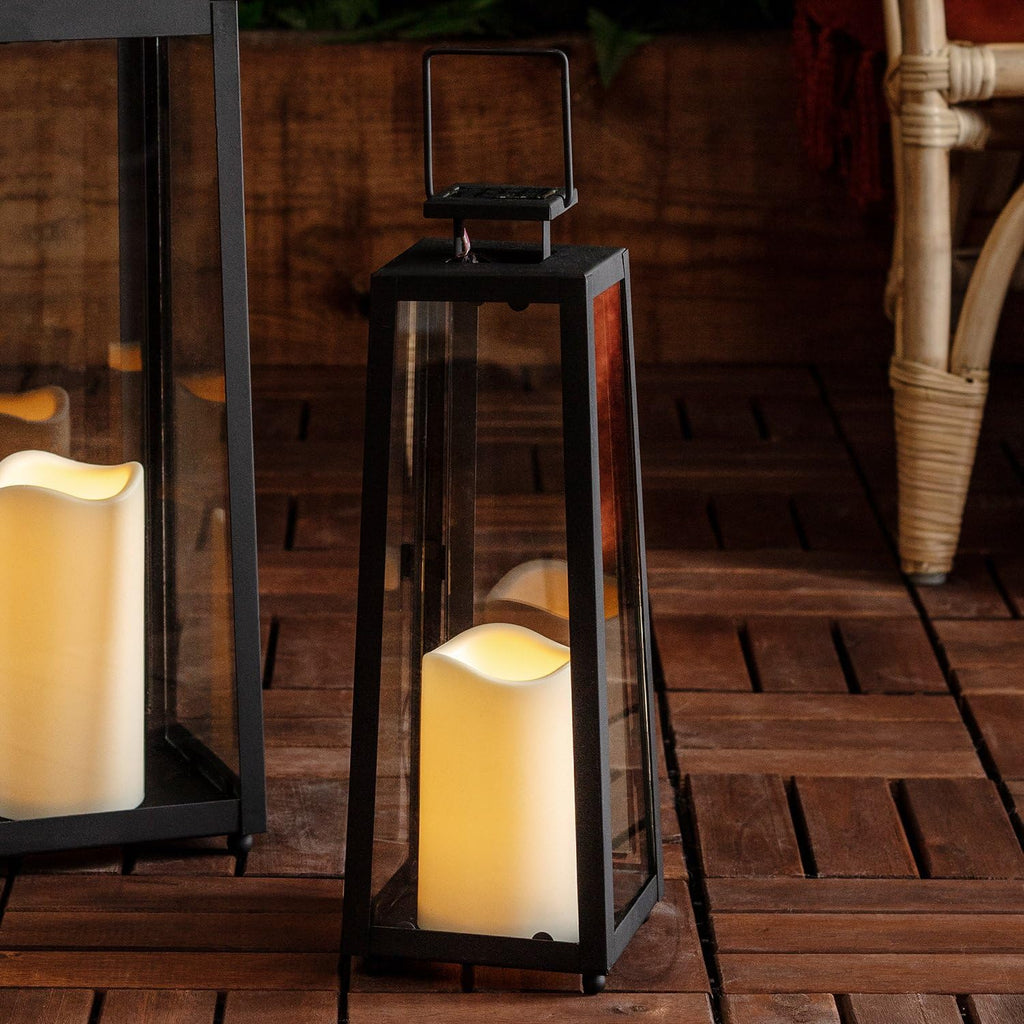 Black Metal Solar Powered LED Outdoor Lantern S1805
