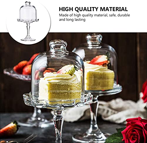 Mini Cake Stand Glass Cupcake Display Plate with Dome Cover Pedestal Dessert Stand Holder Q20066