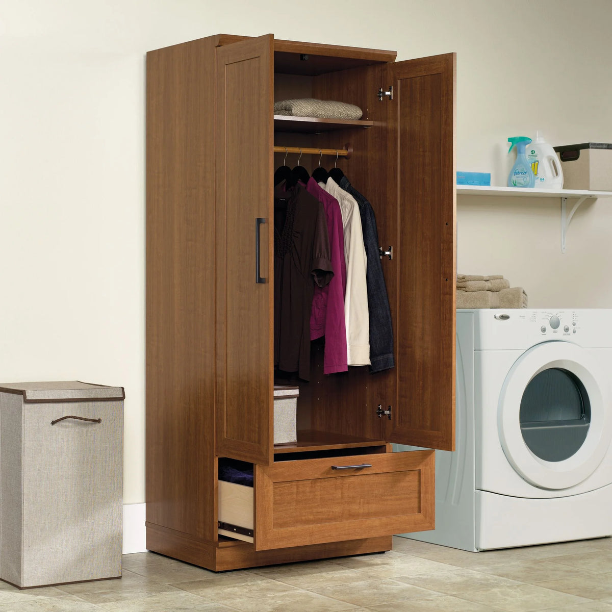 Sienna Oak Finish Wardrobe/Storage Cabinet L566830