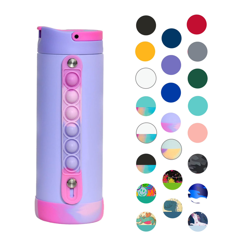 14oz Triple Insulated Stainless Steel Water Bottle with Straw Lid I65079