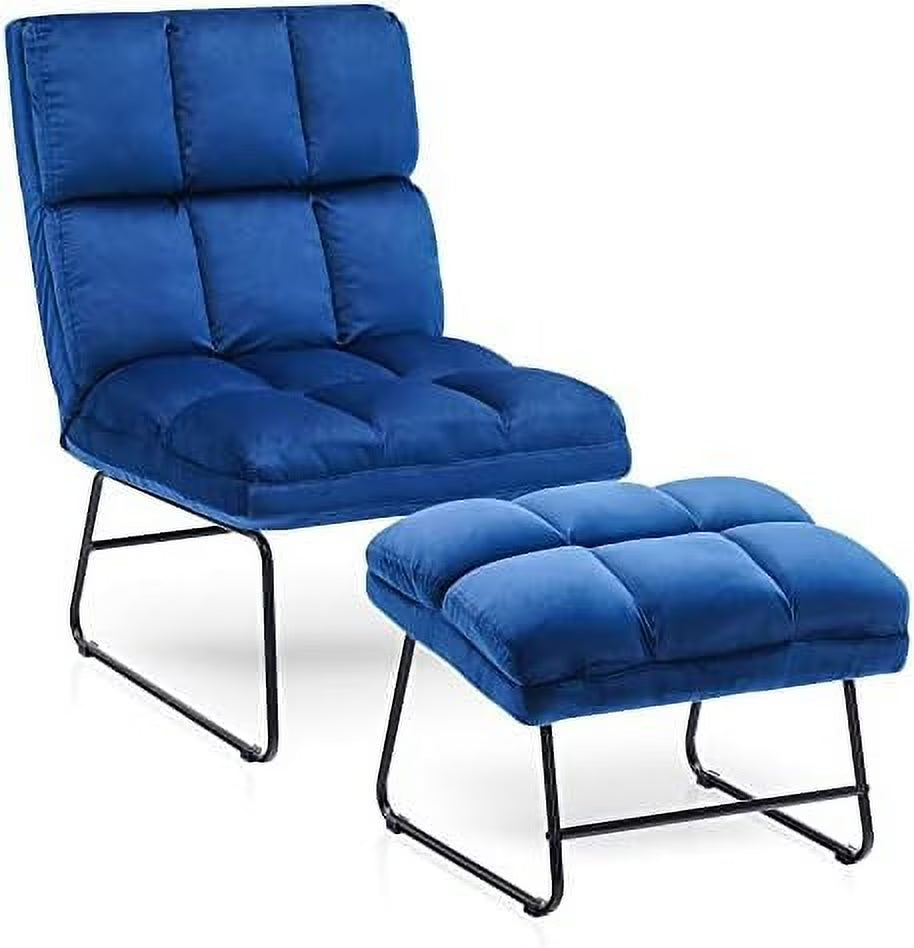 Yellow Velvet Accent Chair with Ottoman S552562