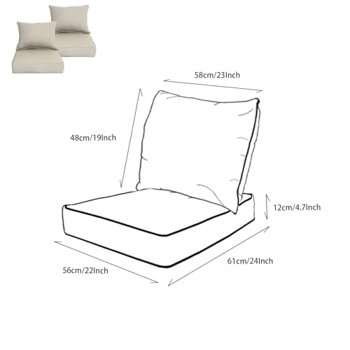 20"x42" Water-Proof Outdoor Dining Cushion Set of 1 with Handles & Ties A480602