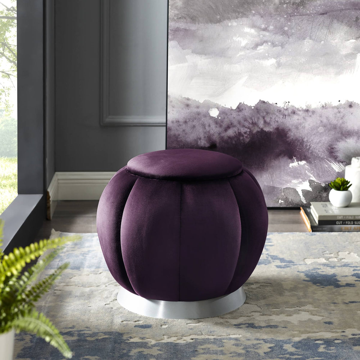 Purple Silver Ottoman G411957