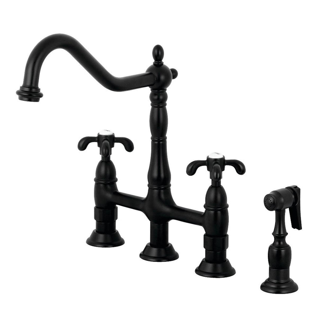 French Country 8-Inch Centerset Kitchen Faucet with Brass Sprayer Satin Nickel X1799