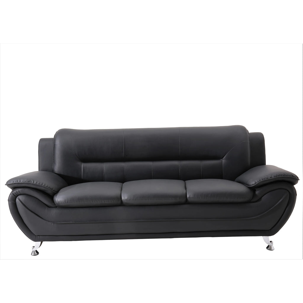 Cream White Faux Leather Pillow Top Arm Sofa P968