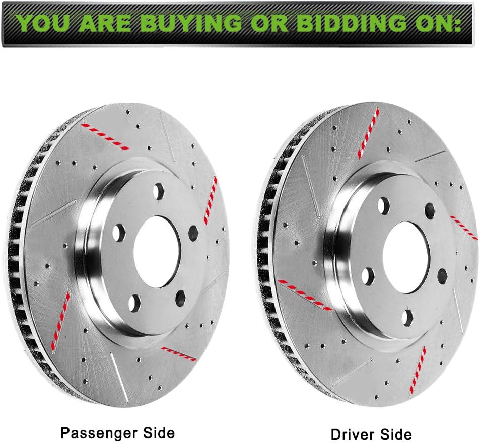 Drilled & Slotted Rear Brake Rotors, 2pcs C76417