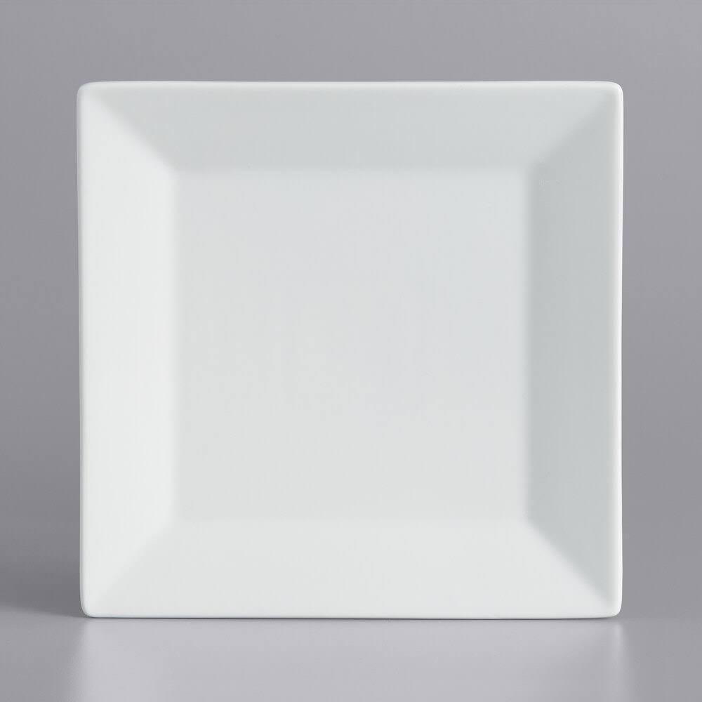 Bright White Square Wide Rim Porcelain Plate U2828