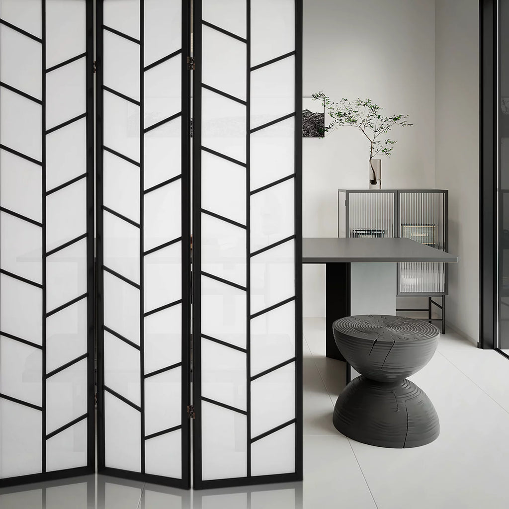 Black 3 Panel Wood Folding Room Divider B28898