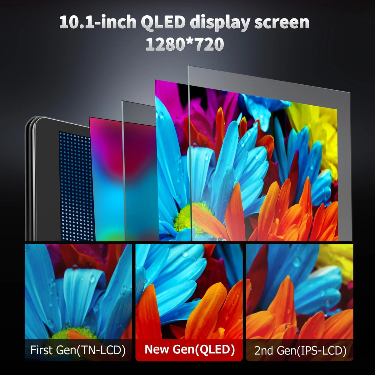 10.1 inch QLED Double Din Car Stereo with Wireless Apple Carplay & Wireless Android Auto V933